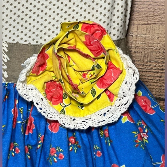 Mustard Pie Girls size 4T Sundress with Ruffle Tiered Skirt Floral Polka Dot - Picture 3 of 6